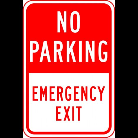 No parking emergency exit signs