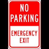 No parking emergency exit signs